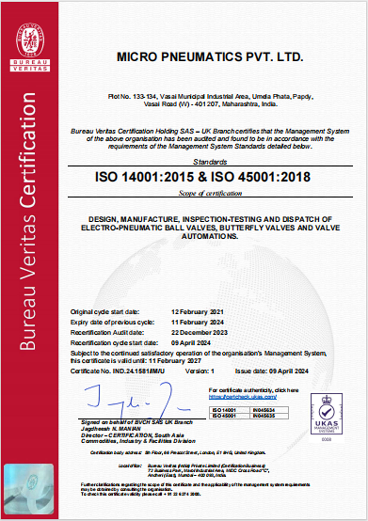 ISO14001- ISO 45001 valid feb2027